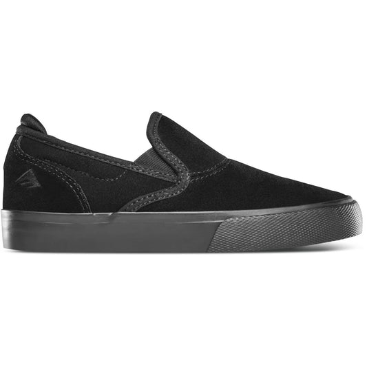 emerica youth wino g6 slip on shoe black black 3.0c