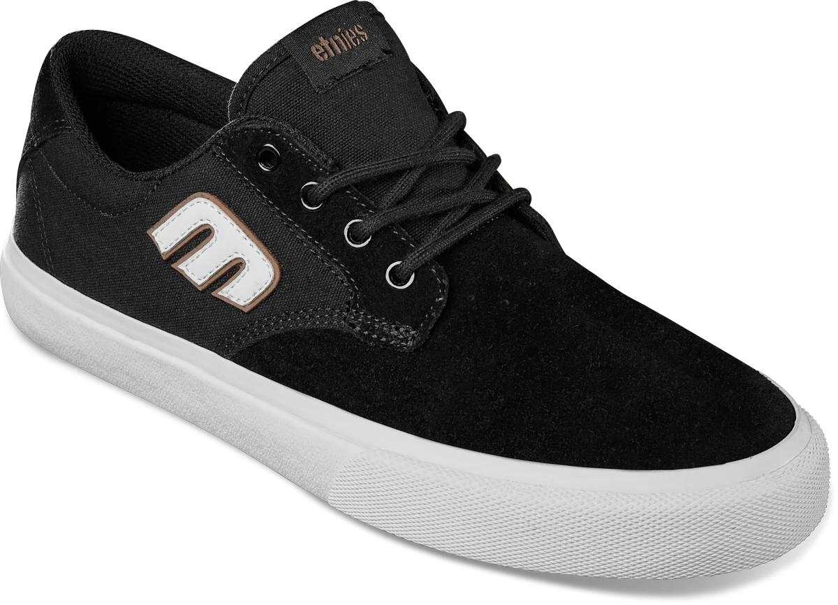 etnies barge plus shoe black white 10