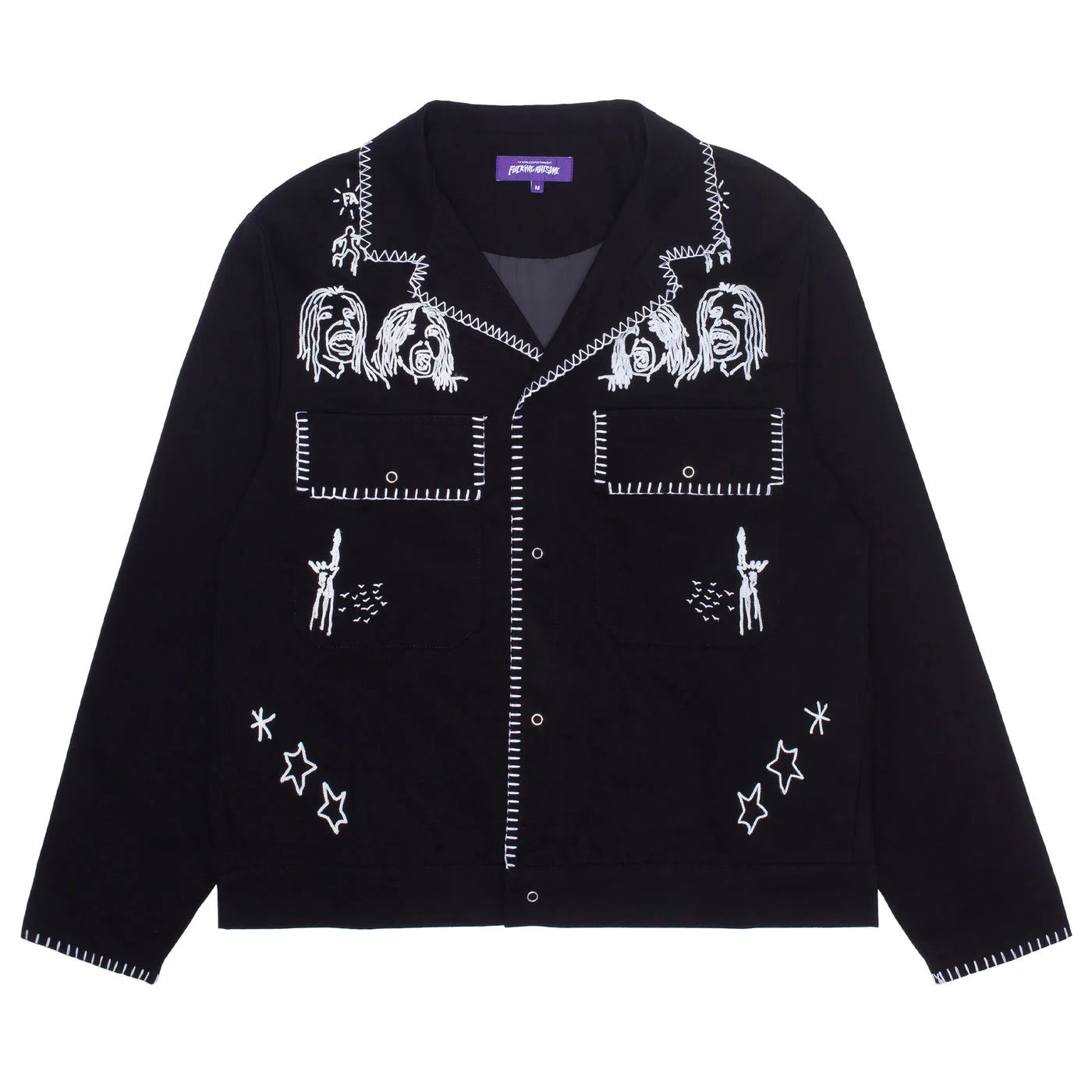 fucking awesome embroidered mechanics jacket black