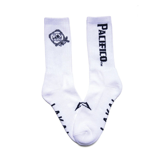 lakai x pacifico crew socks white