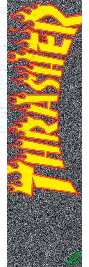 mob x thrasher yellow and orange flame 9in grip
