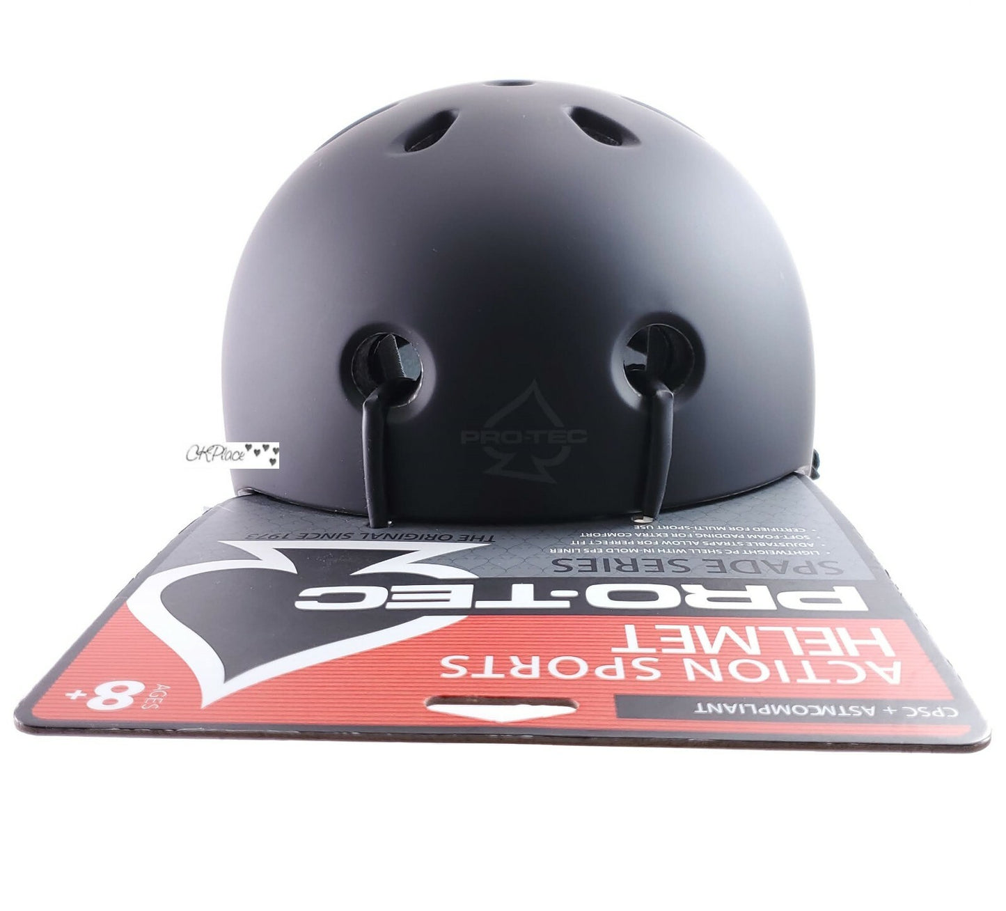 pro tec spade series certified helmet black sized for ages 8+