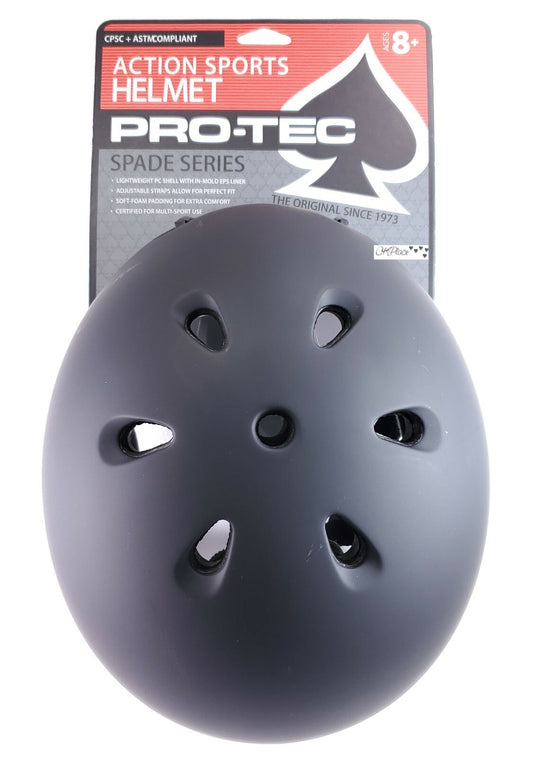 pro tec spade series certified helmet black sized for ages 8+