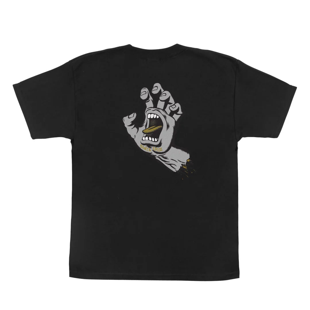 santa cruz youth screaming hand tee black gold grey