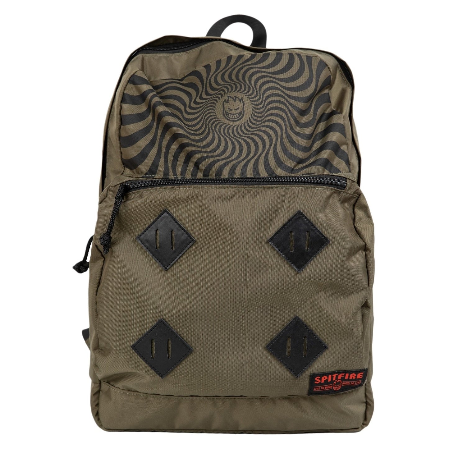 spitfire big head swirl olive black backpack