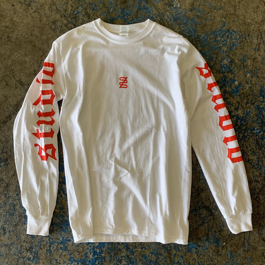 studio logo longsleeve tee white red