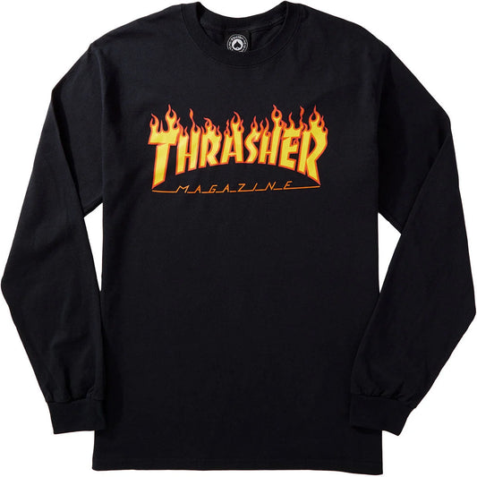 thrasher flame longsleeve tee black