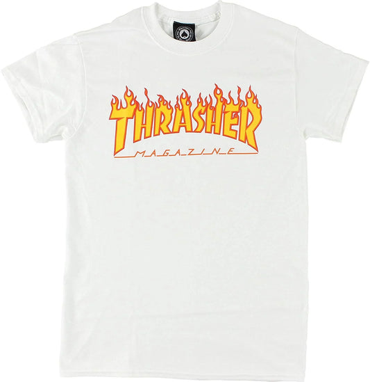 thrasher flame tee white