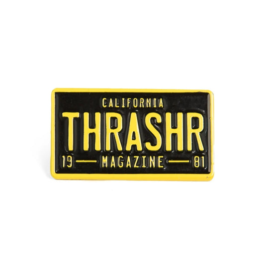 thrasher license plate lapel pin