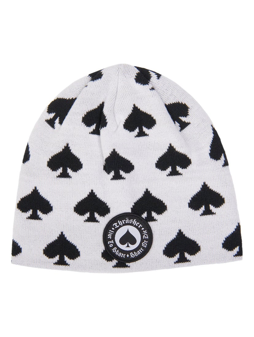 thrasher oath skully beanie white