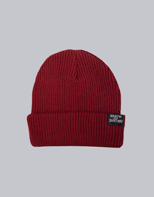 thrasher skate and destroy beanie maroon