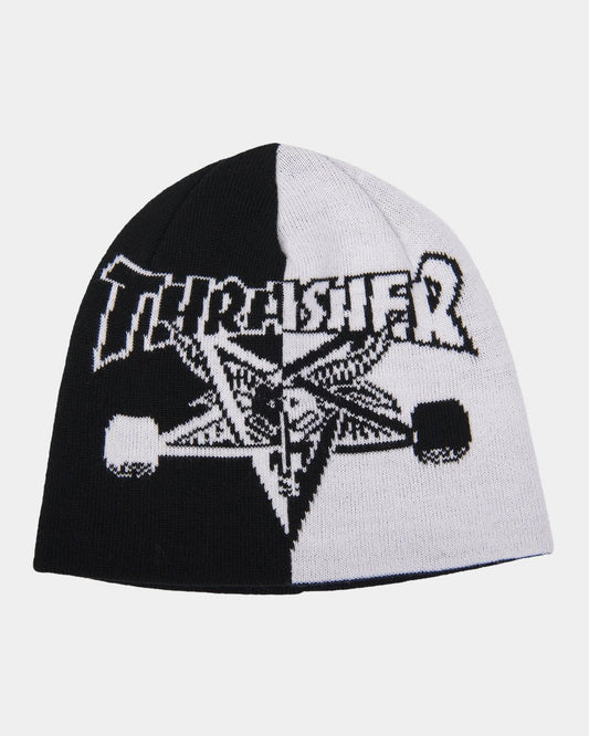 thrasher skategoat split skully beanie black white