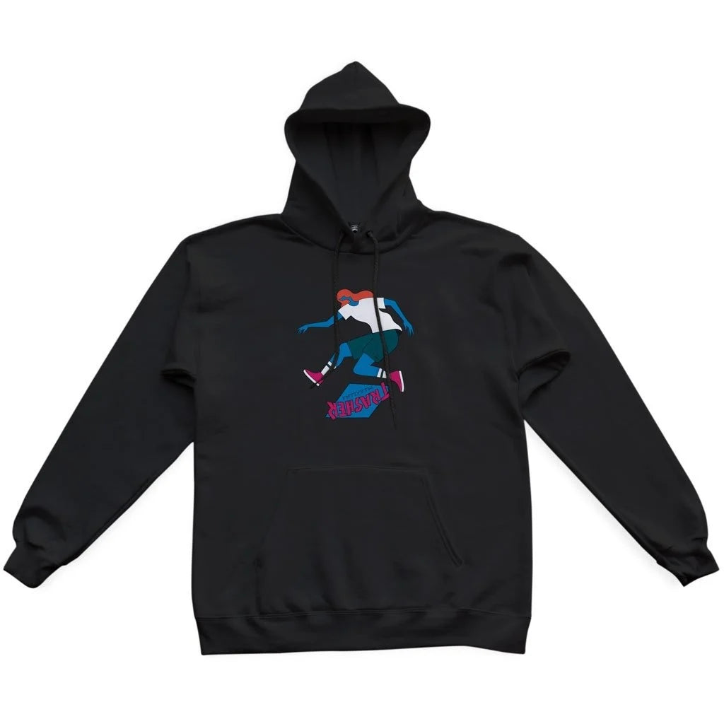 thrasher tre hoodie black