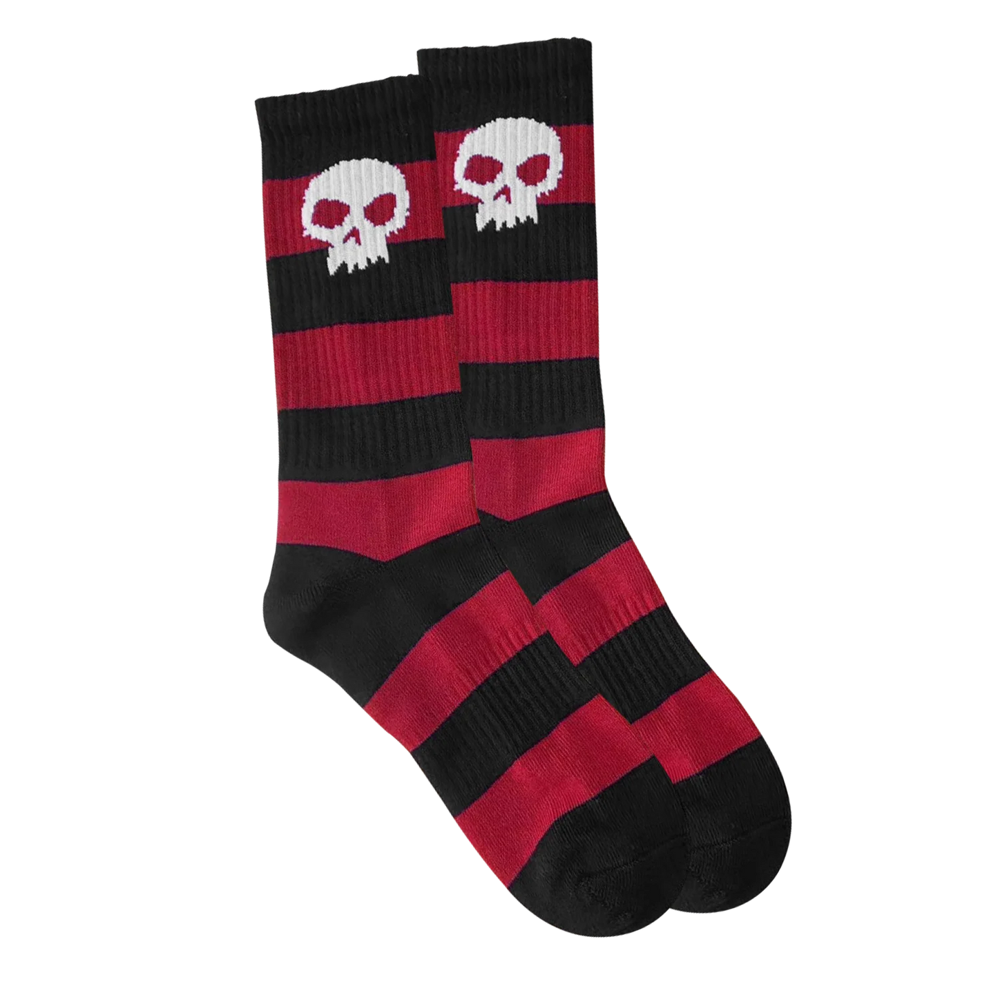 Zero Single Skull Striped Socks Red Stripe